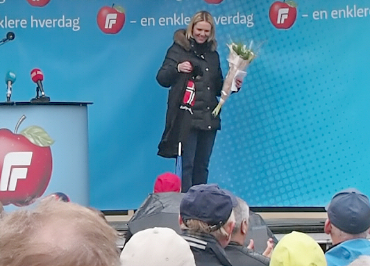 Sylvi Listhaug (Frp) holder 1.mai-appell i Drammen.